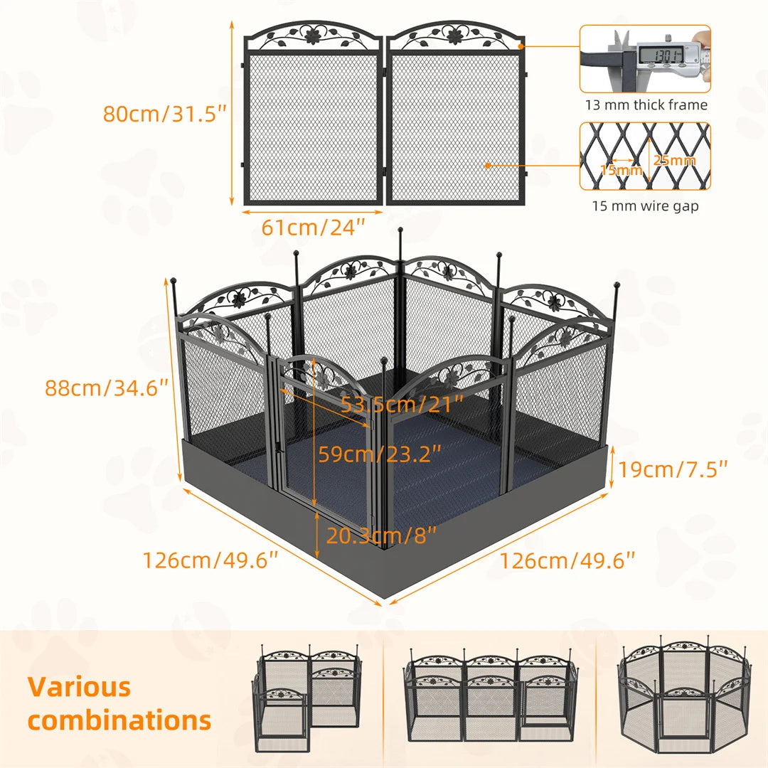 BINGOPAW Heavy Duty Dog Playpen Indoor Outdoor with Waterproof Pad