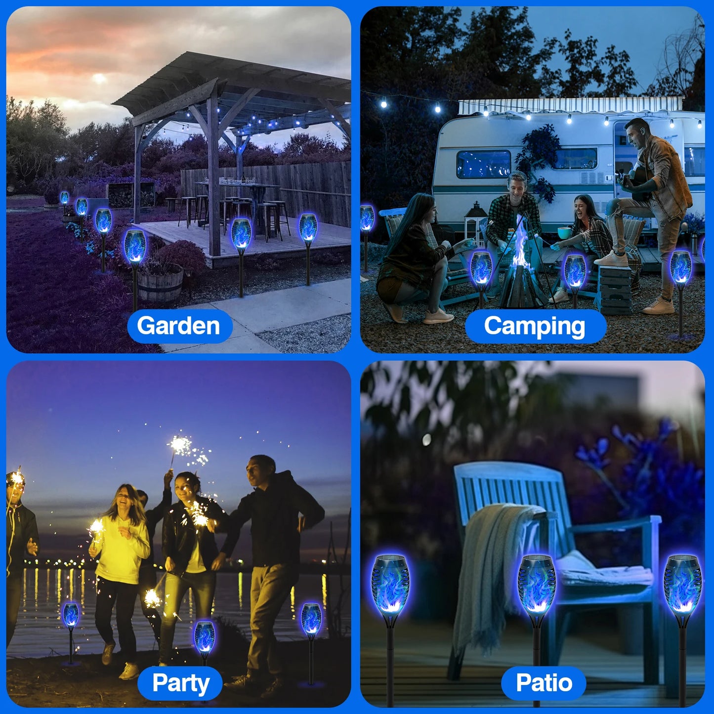 8 Pack Solar Torch Lights Flickering Flame Outdoor Waterproof Garden Decor