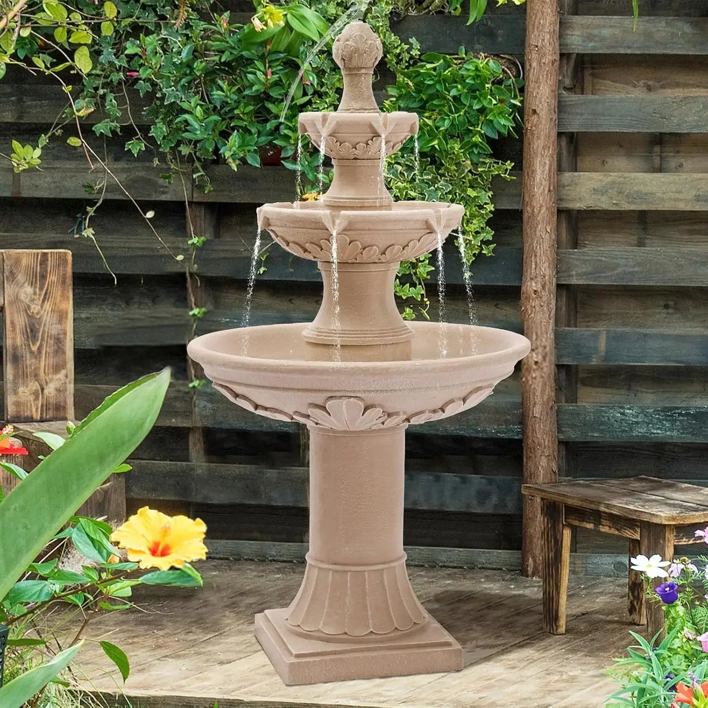 Outdoor 3 Tier Pineapple Top Floor Waterfall Fountain With Pump
