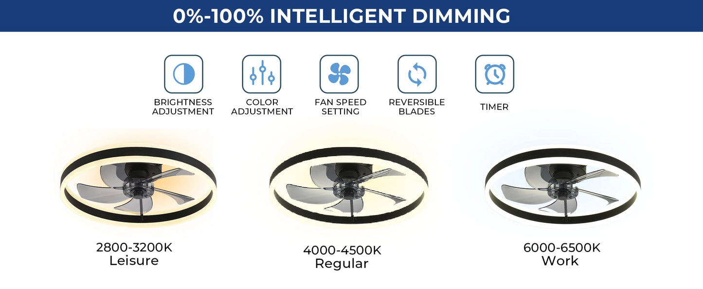 Orison Ceiling Fan With Remote Control LED Dimmable Indoor