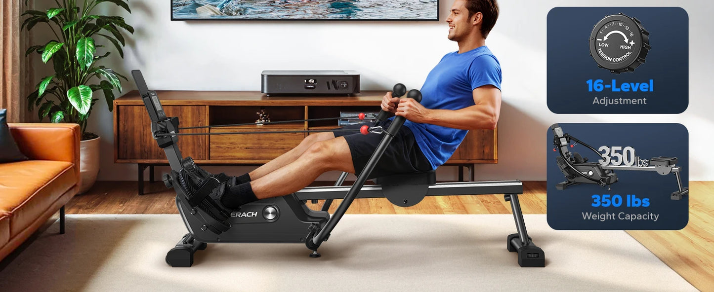 Merach Rowing Machine Magnetic 16 Level Resistance Ultra Quiet