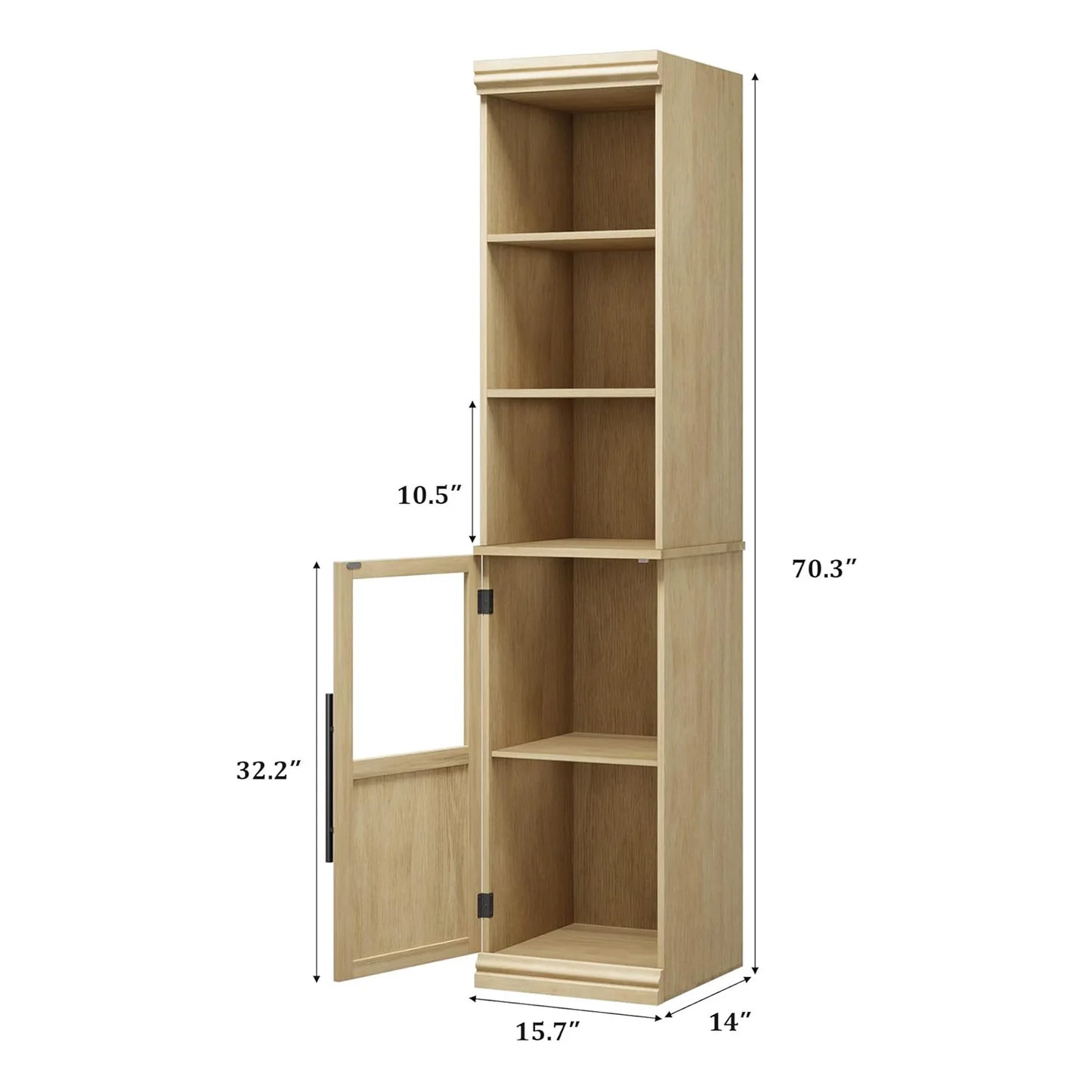 HiMISS Narrow Bathroom Cabinet With Glass Door Slim Storage Unit