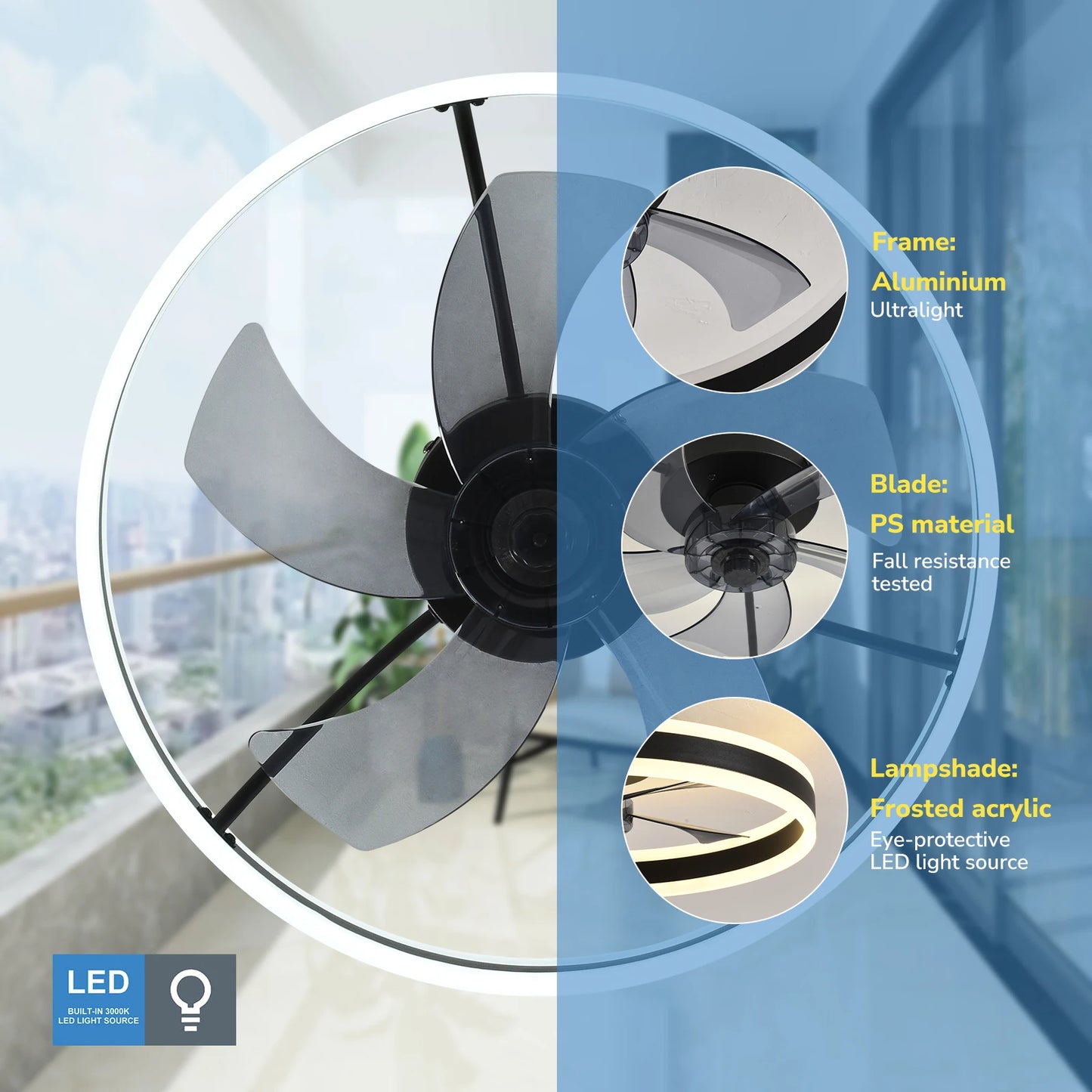 Orison Ceiling Fan With Remote Control LED Dimmable Indoor