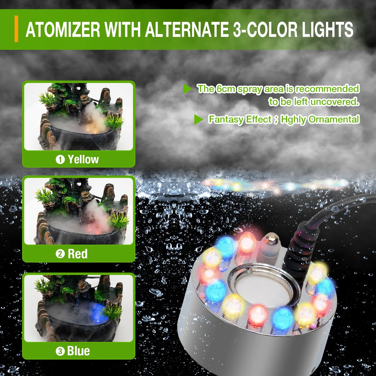 Indoor Tabletop Waterfall Fountain With LED Lights And Atomizer