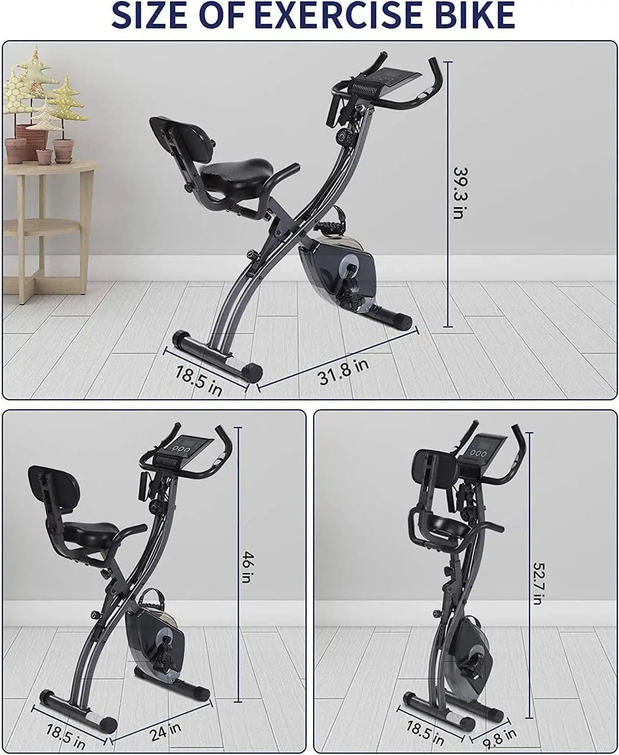 Foldable Magnetic Upright Exercise Bike With Pulse Sensor LCD Monitor
