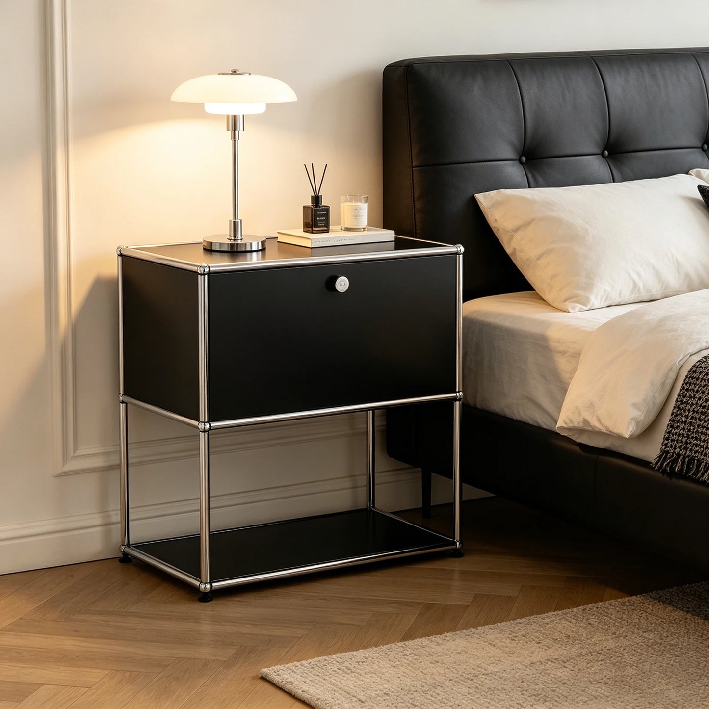 Furgle Modern Modular Nightstand Metal Frame Two Tier