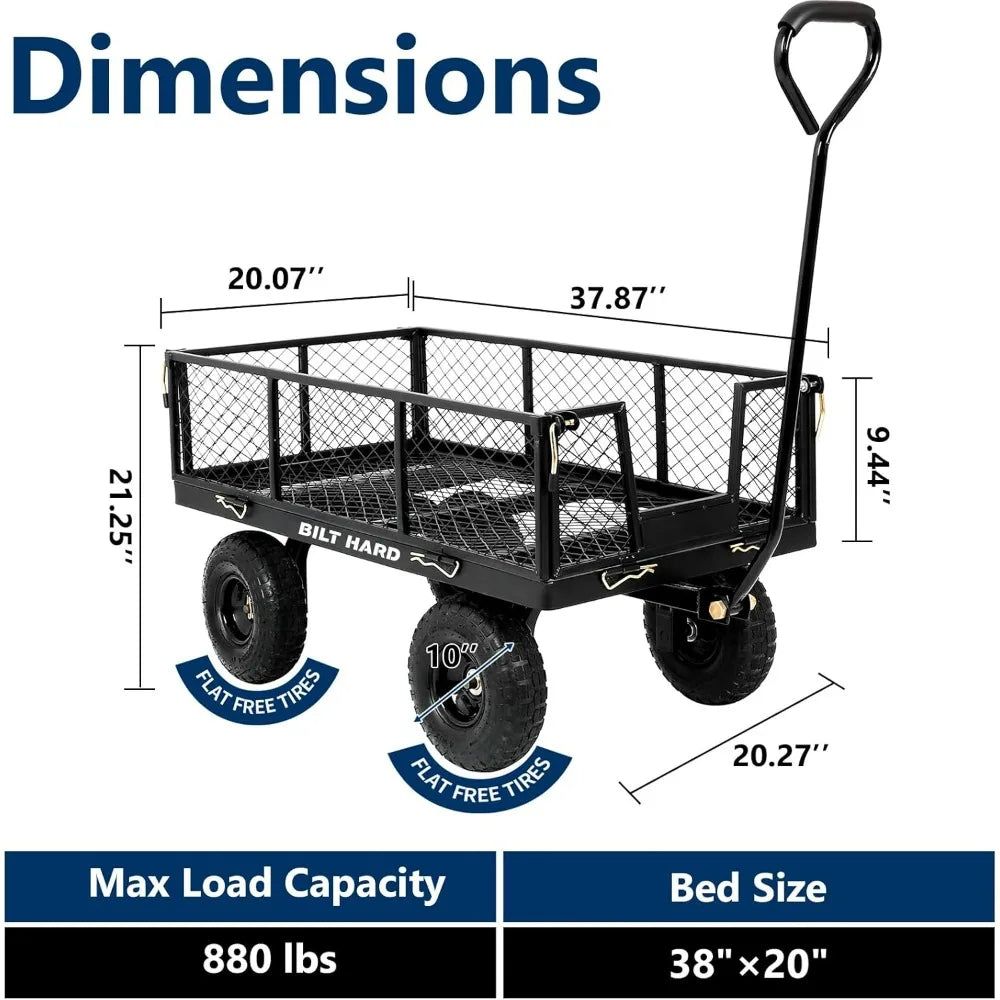 Bilt Hard 400 Lb Flat Free Tire Steel Garden CartPro