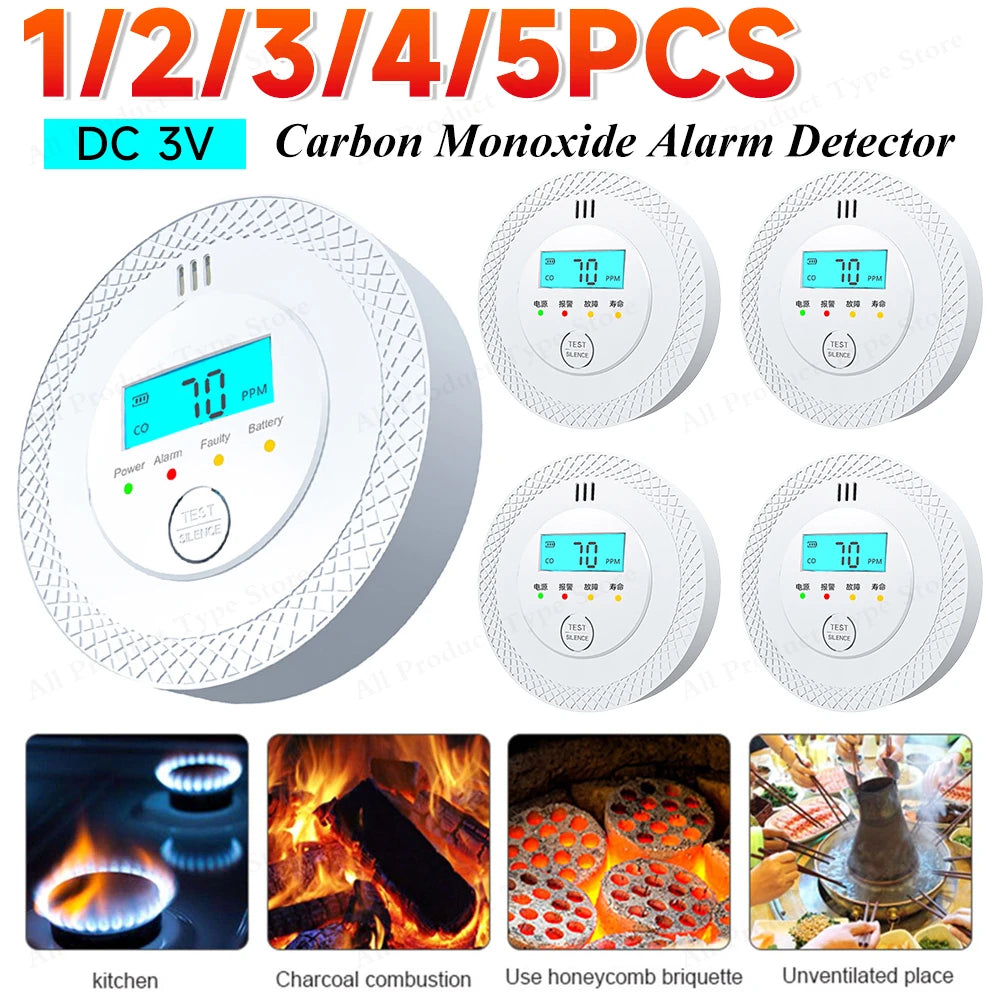 Carbon Monoxide Alarm Detector With LCD Display And 85dB Alert