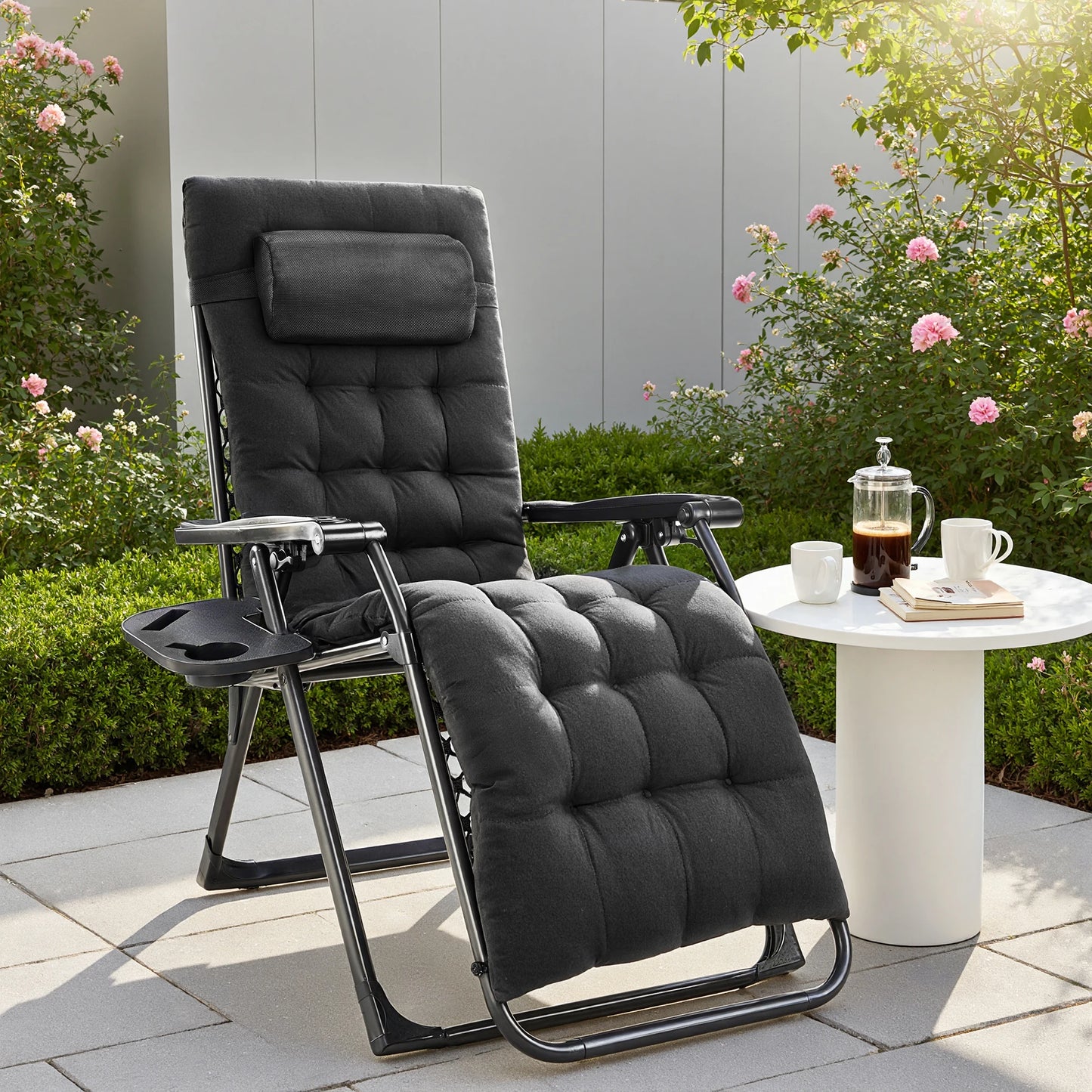 JHK Zero Gravity Recliner Outdoor Patio Lounge Chair With Cupholder
