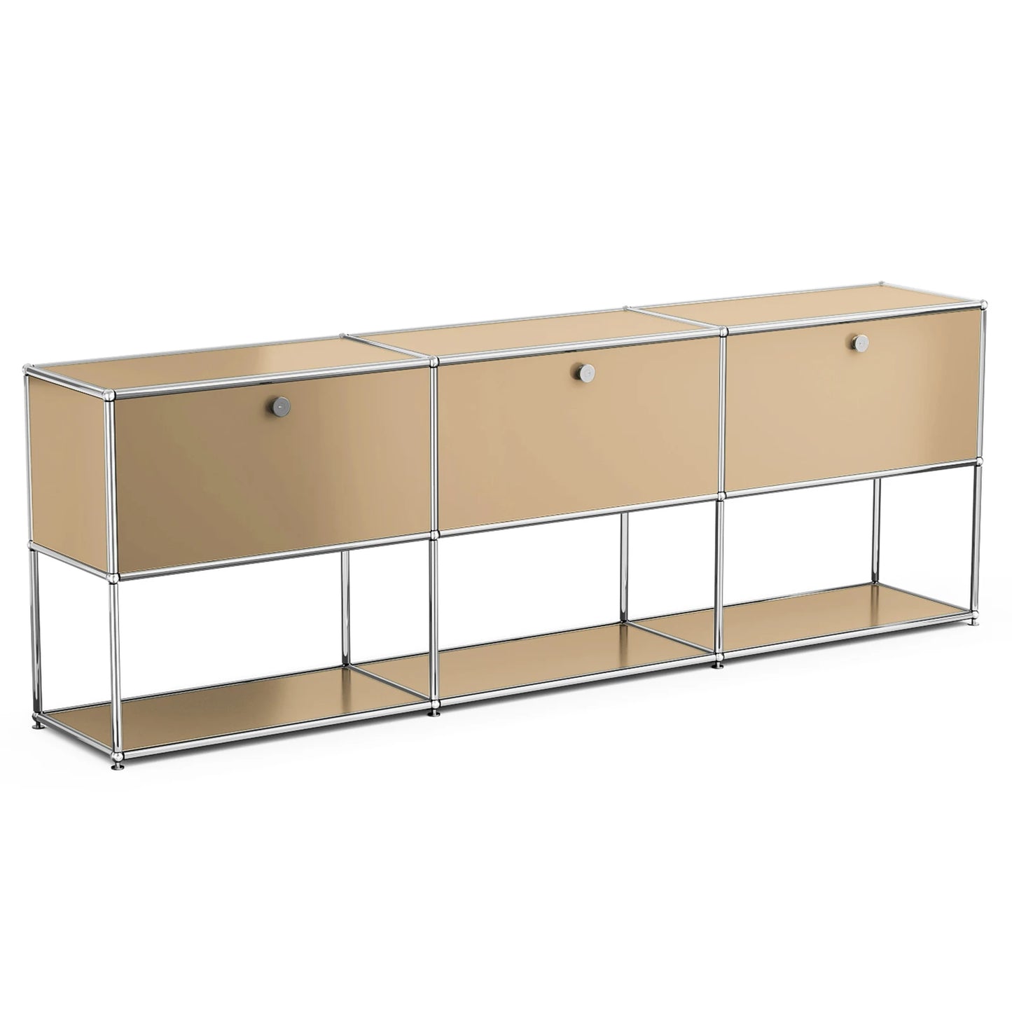 Stainless Steel Storage Cabinet Sideboard With Metal Shelves Living Room