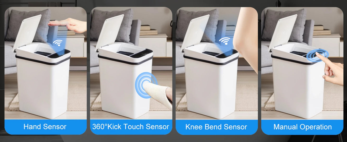 Two Pack Touchless Motion Sensor Trash Cans With Slim Lid