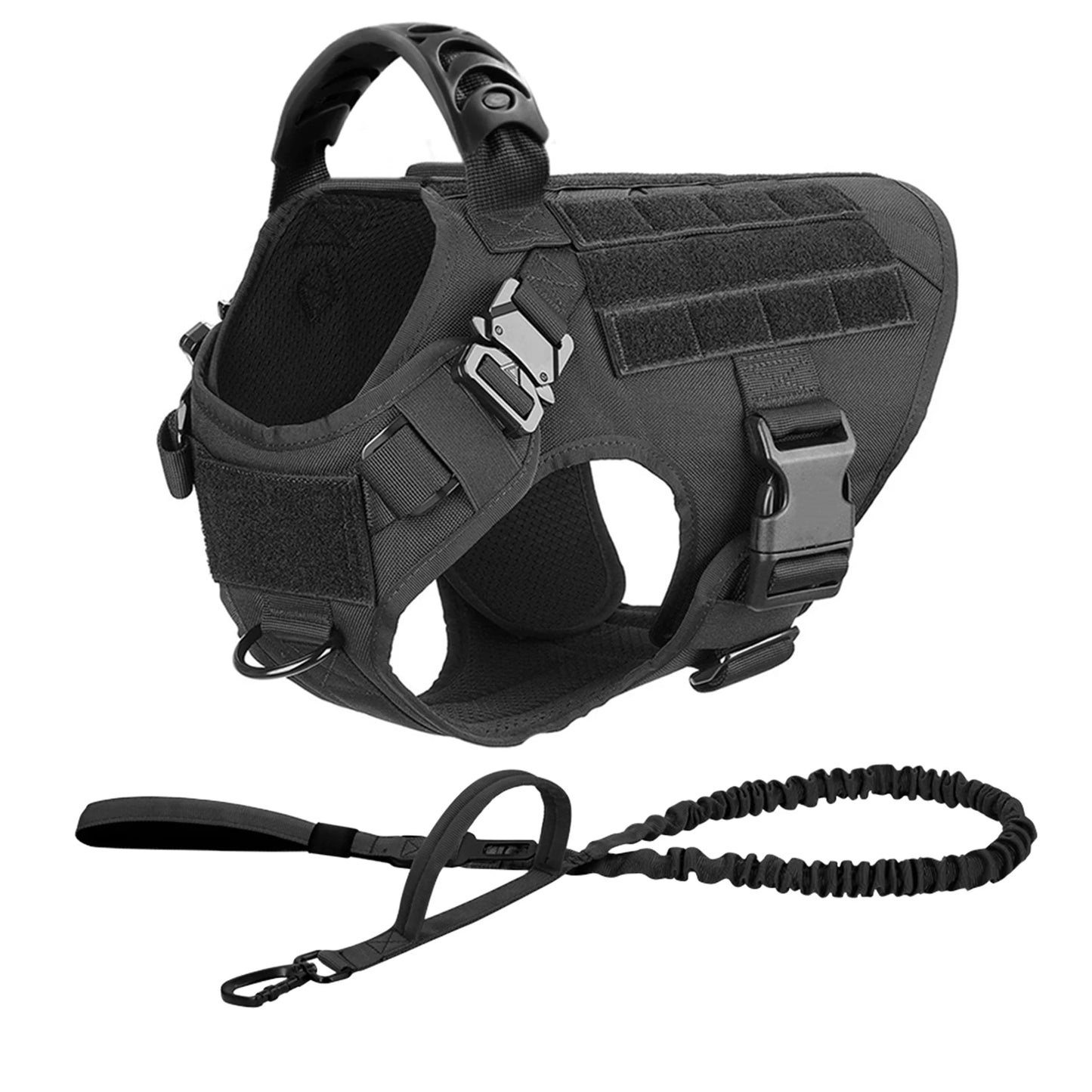 PETRAVEL Tactical Dog Harness Leash Set for Large Dogs Training