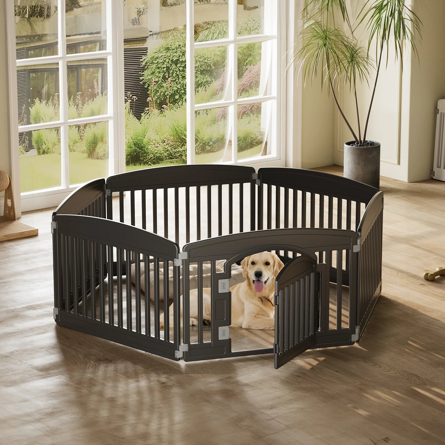 JHK Plastic Dog Playpen Expandable Portable Fence for Medium Dogs
