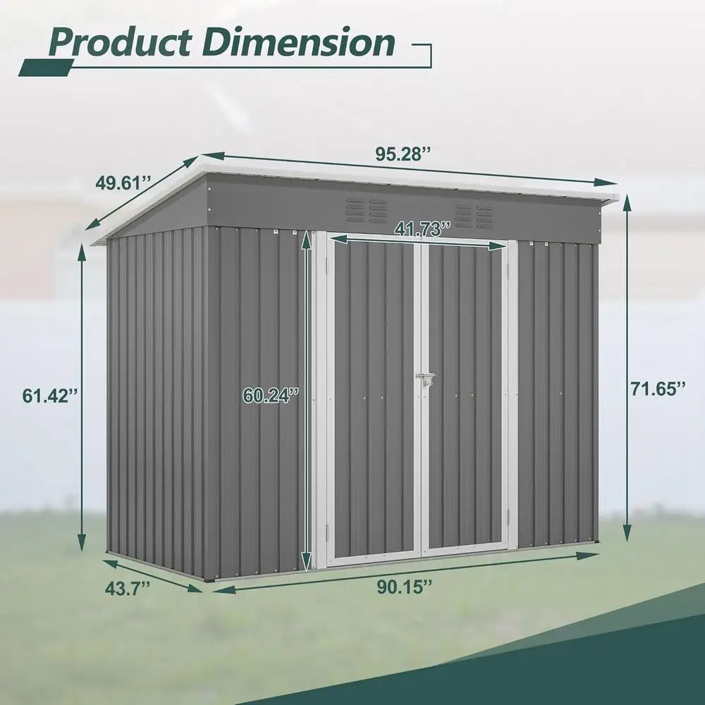 Galvanized Steel Outdoor Storage Shed For Backyard Garden