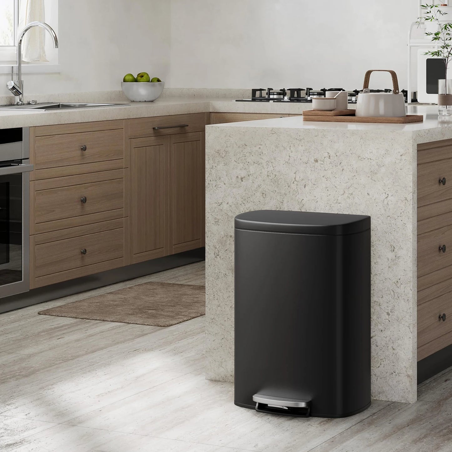 TWISTER.CK Durable Step On Stainless Steel Kitchen Trash Can Set