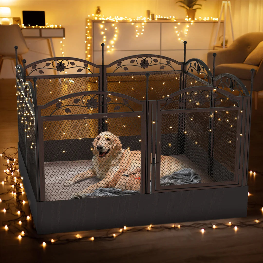 BINGOPAW Heavy Duty Dog Playpen Indoor Outdoor with Waterproof Pad
