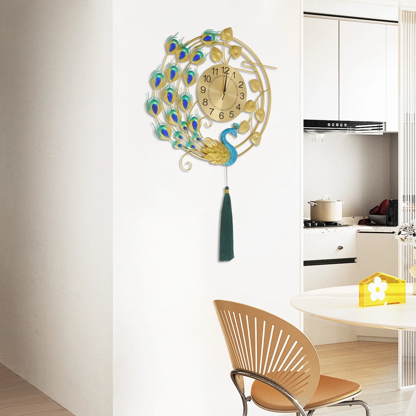 Peacock Metal Wall Clock Silent Quartz Wall Mounted Art Clock