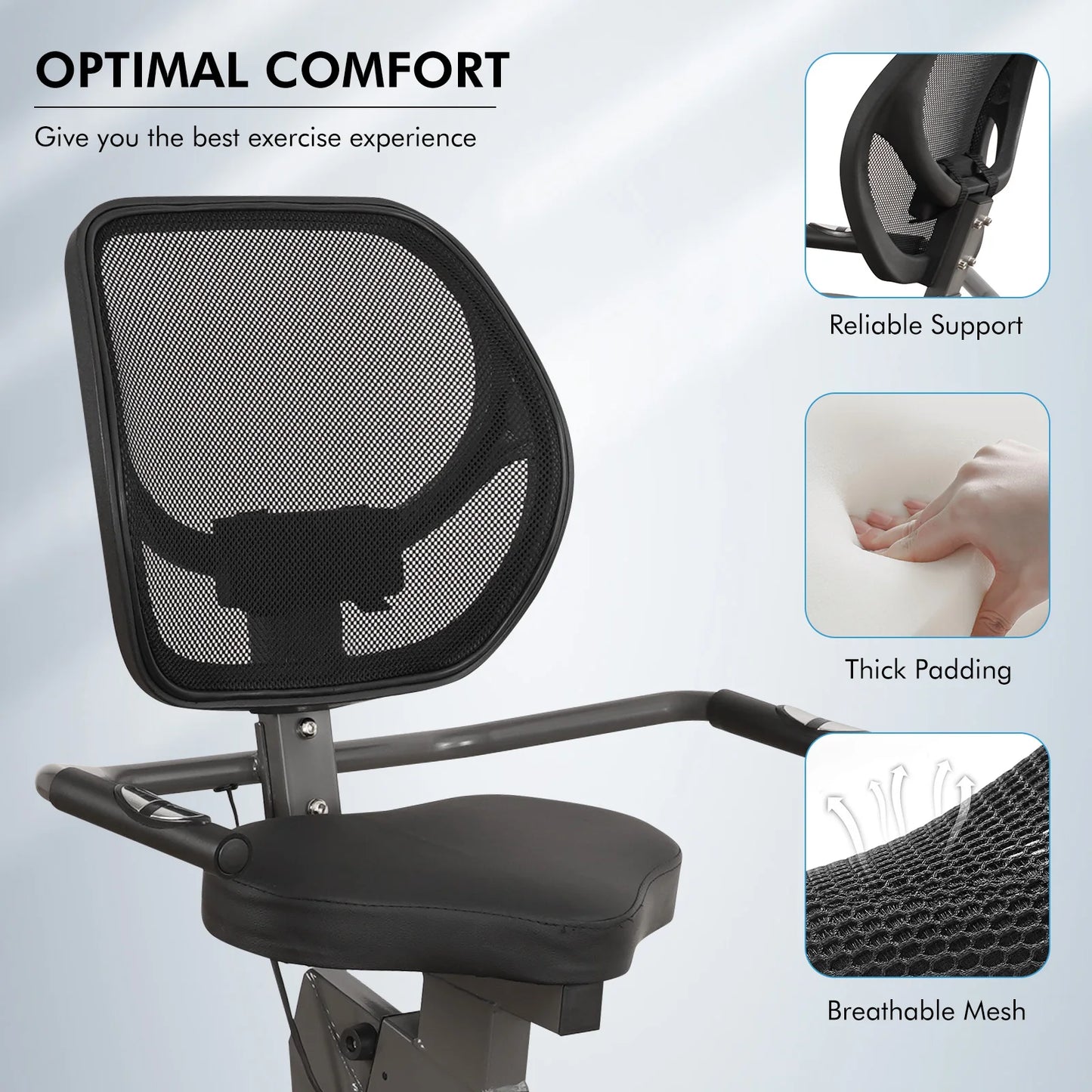 Recumbent Exercise Bike Quiet Sturdy 8 Levels Large Seat