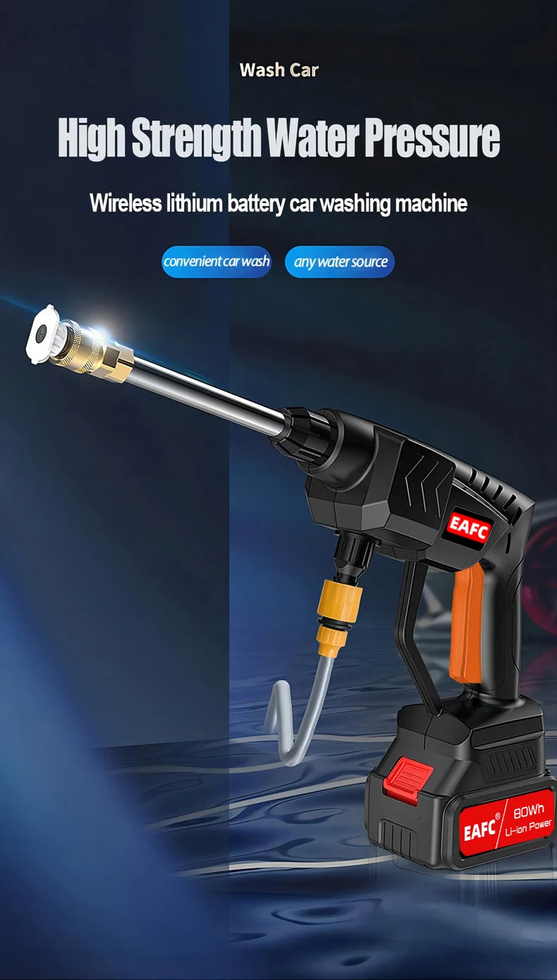 EAFC Cordless 21V High Pressure Car Washer Gun 60 Bar 80Wh