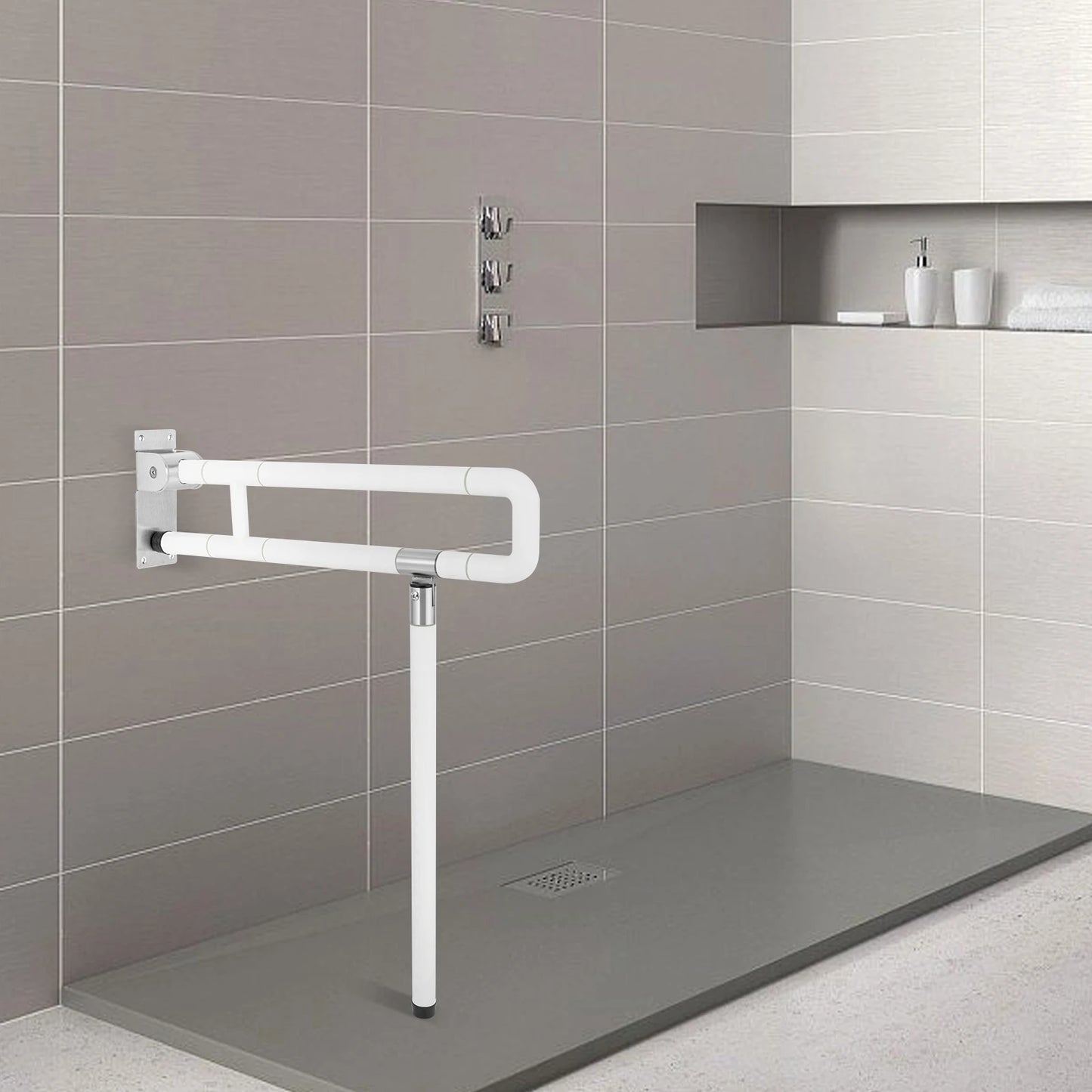 Flip Up Bathroom Grab Bars for Toilet and Shower Safety