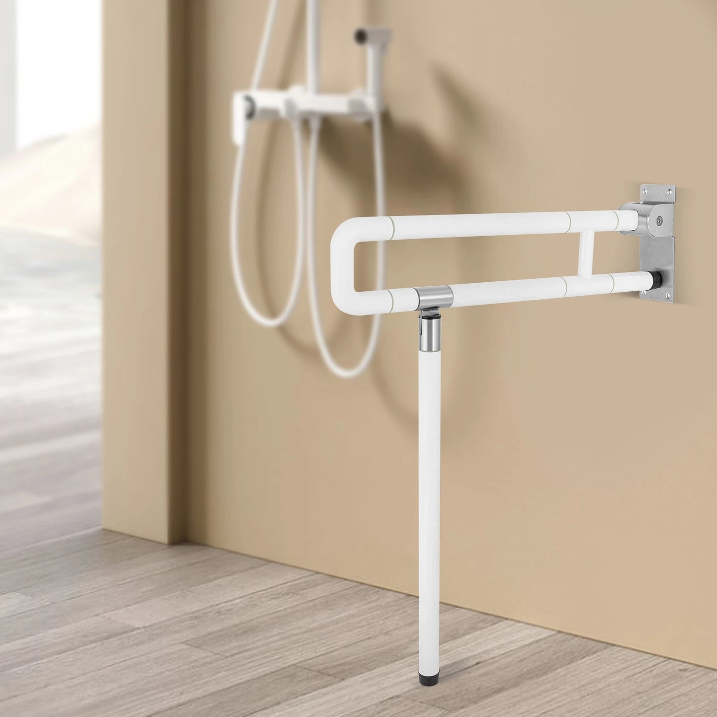 Flip Up Bathroom Grab Bars for Toilet and Shower Safety