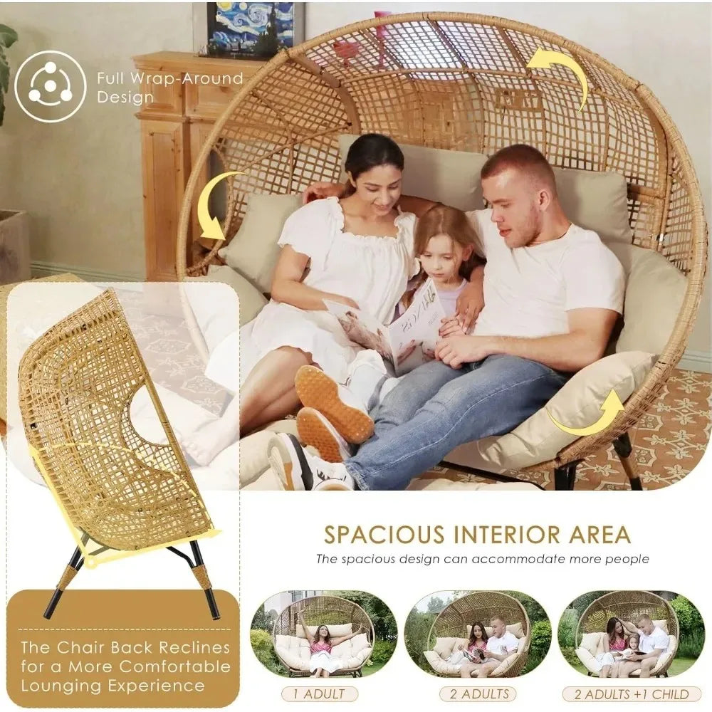 Egg Chair Outdoor Lounge For Two With Thick Padded Cushions