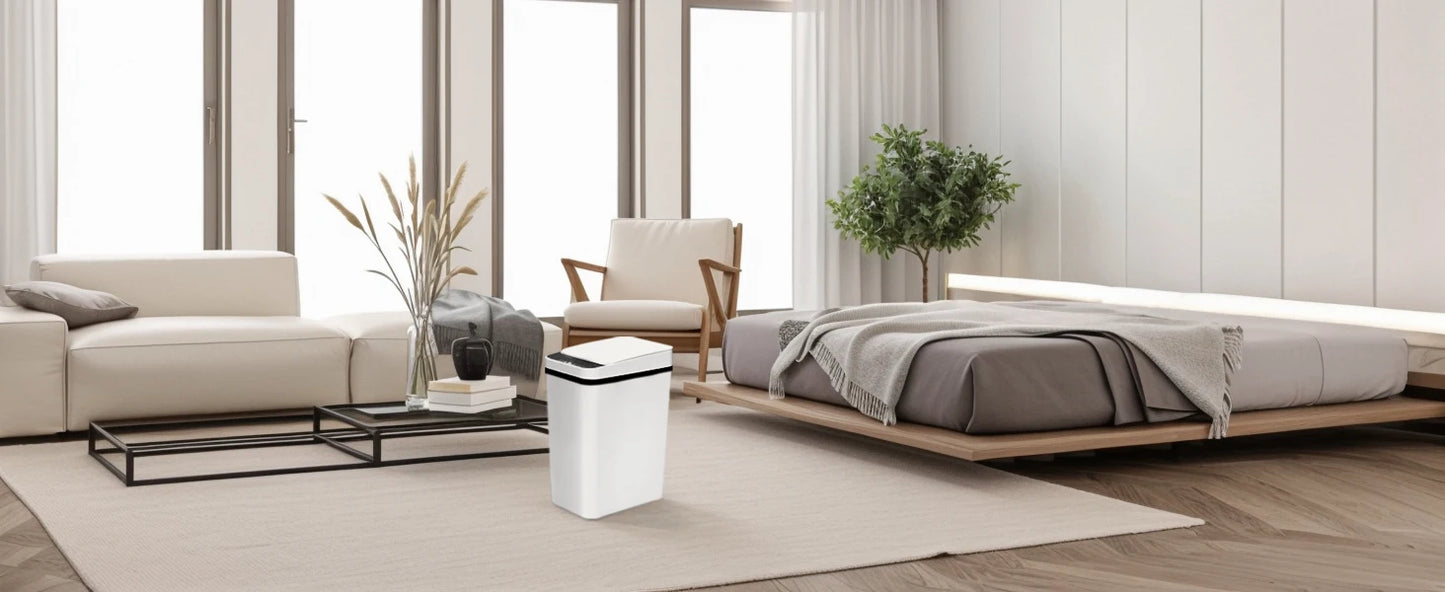 Two Pack Touchless Motion Sensor Trash Cans With Slim Lid