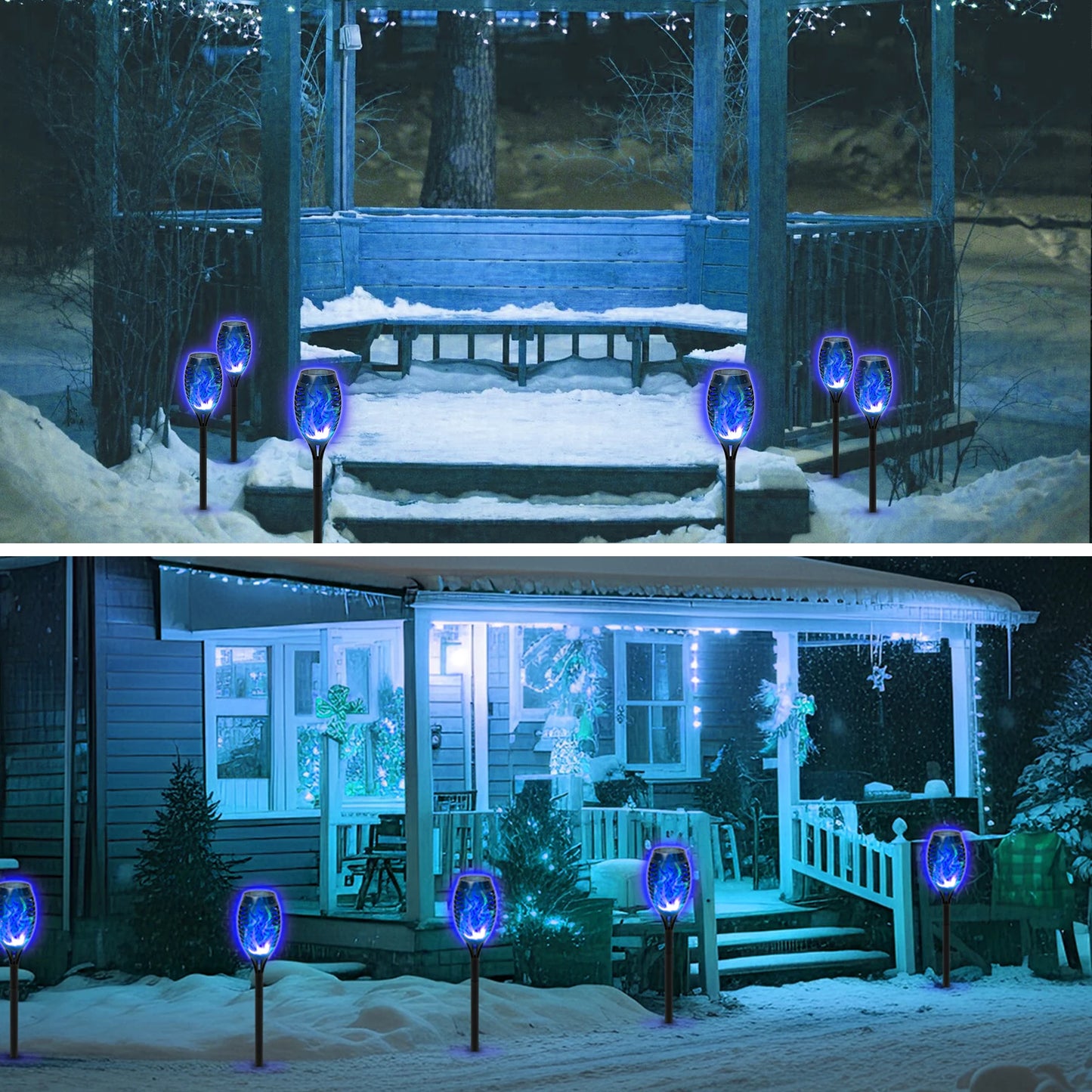 8 Pack Solar Torch Lights Flickering Flame Outdoor Waterproof Garden Decor
