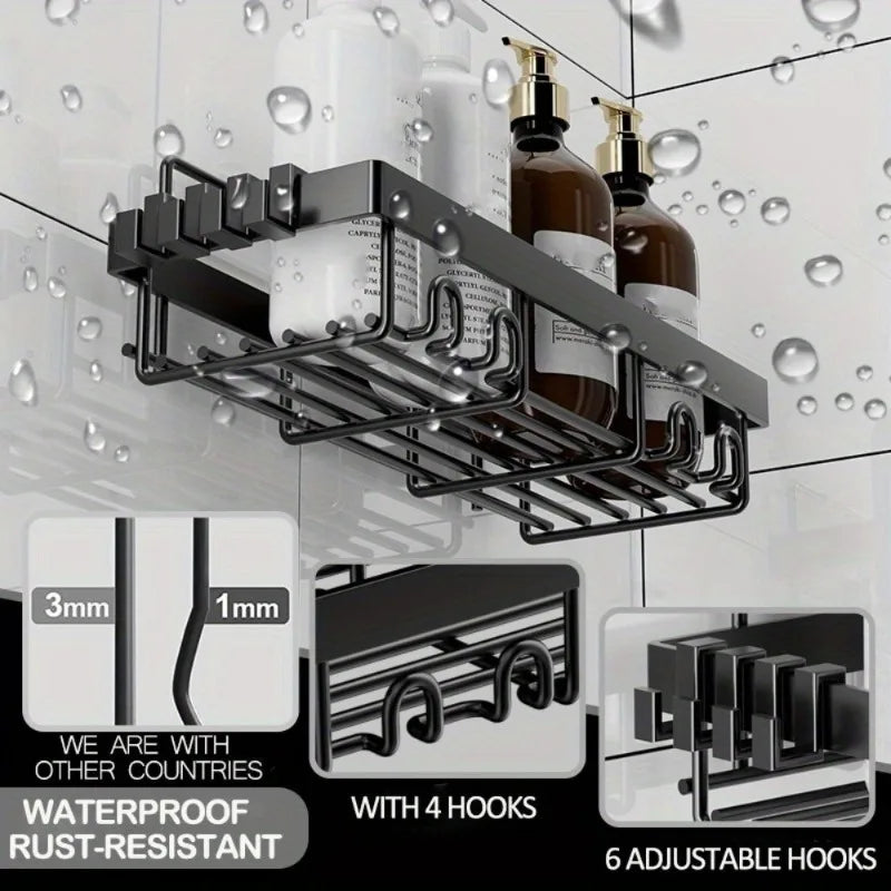Self Adhesive Shower Caddy Organizer Rack No Drill Bathroom