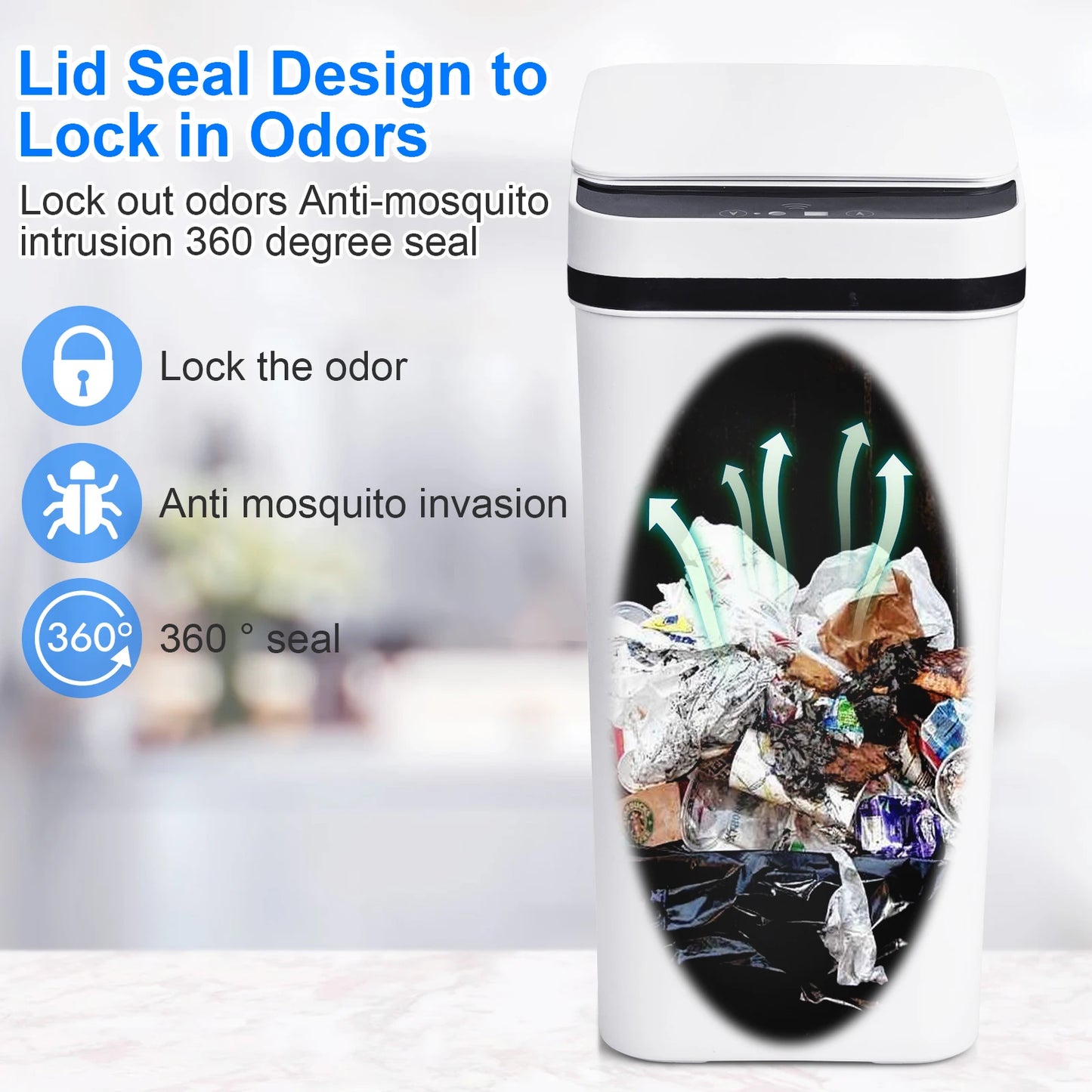 Two Pack Touchless Motion Sensor Trash Cans With Slim Lid