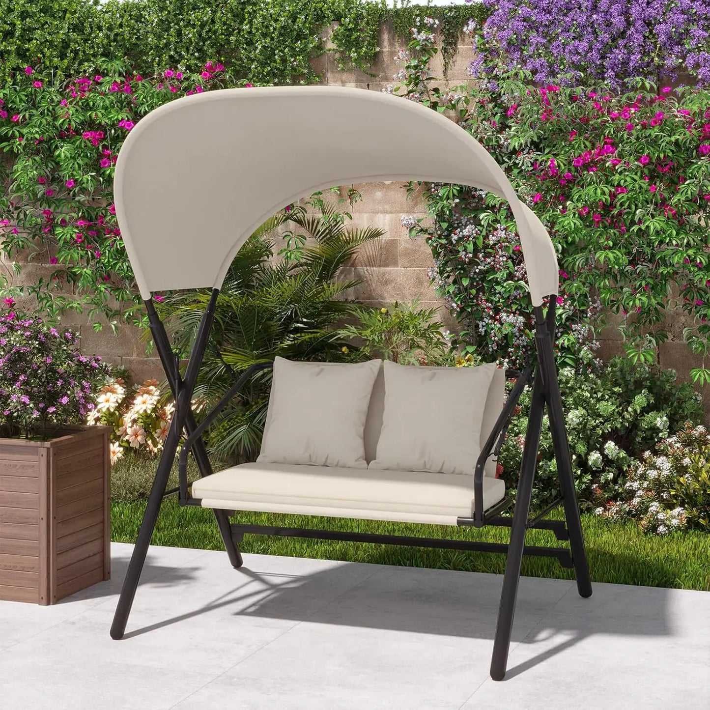 General Outdoor Porch Swing With Canopy 600LBS Capacity 2 Seats