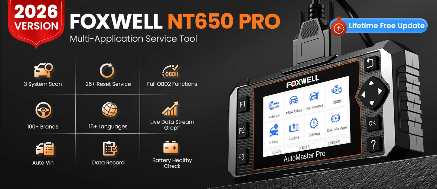 FOXWELL NT650 Pro OBDII Scan Tool With Bidirectional Diagnostics