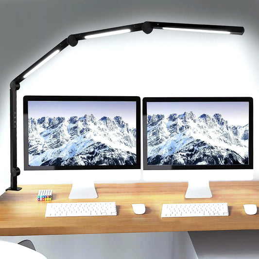 LED Desk Lamp With Clamp, Flexible Swing Arm, Color Modes