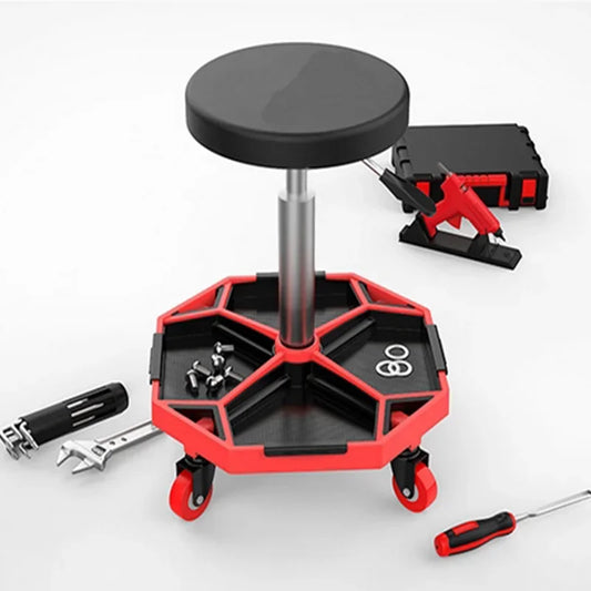 Heavy Duty Rolling Pneumatic Creeper Stool With Tool Tray