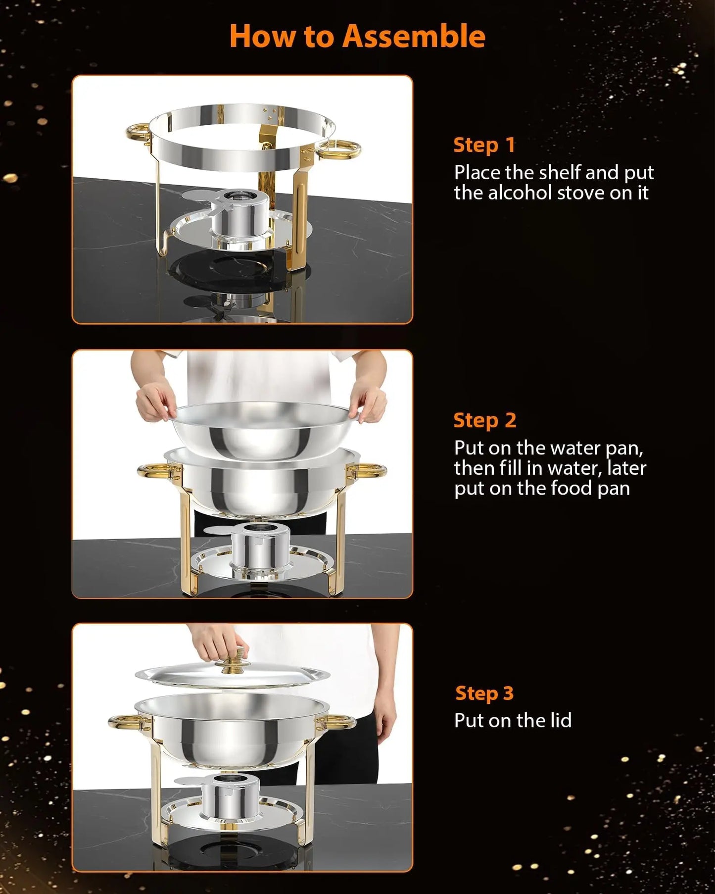 HiMISS Chafing Dishes Buffet Set Stainless Steel With Glass Lid