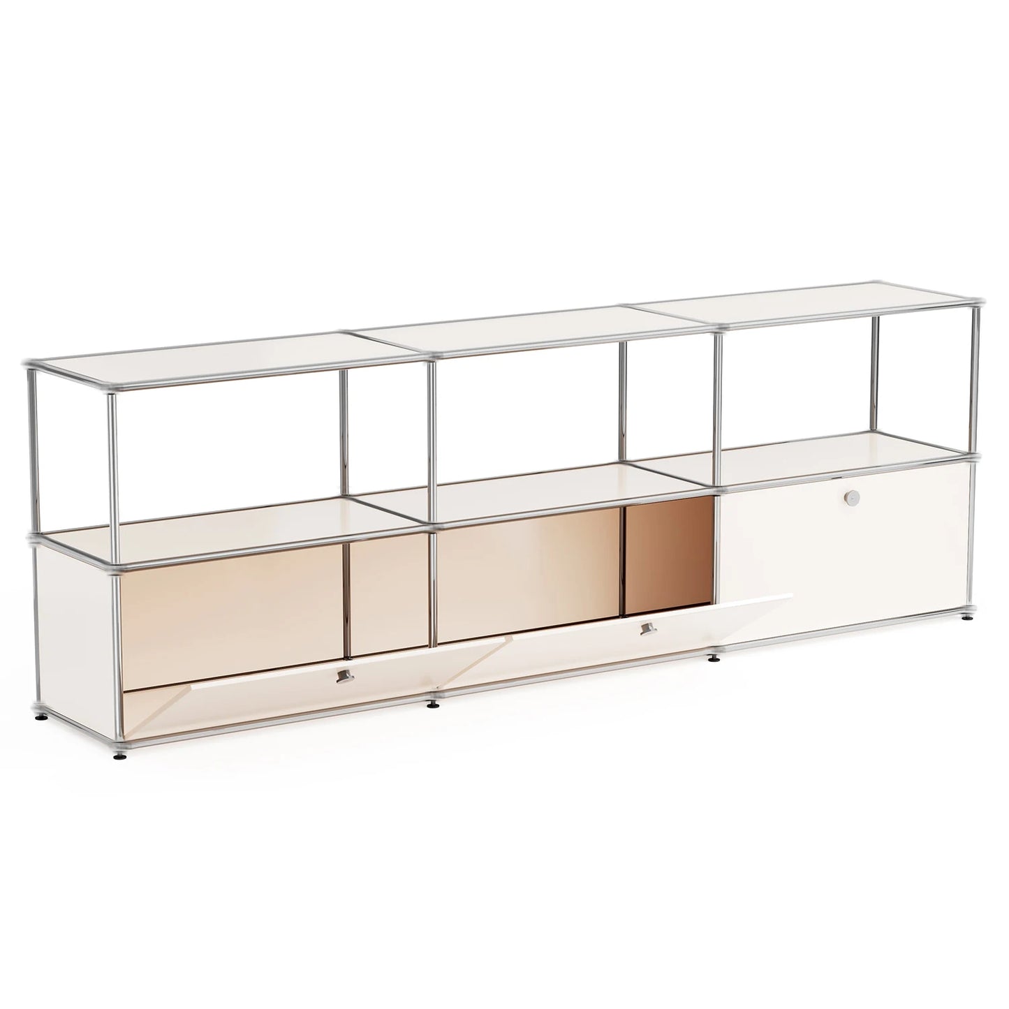 Stainless Steel Storage Cabinet Sideboard With Metal Shelves Living Room