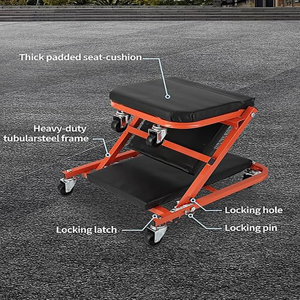 Foldable Garage Creeper Shop Seat 300 Lb Capacity Durable