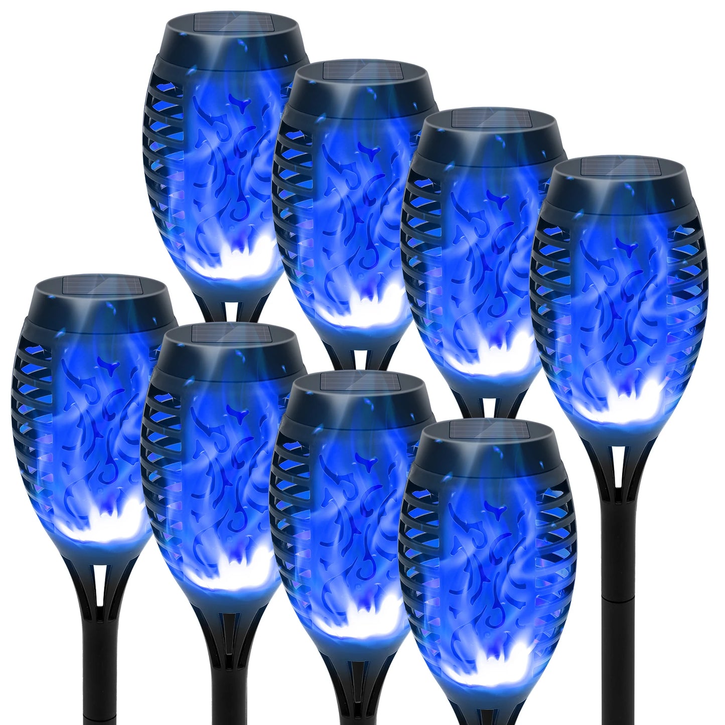 8 Pack Solar Torch Lights Flickering Flame Outdoor Waterproof Garden Decor
