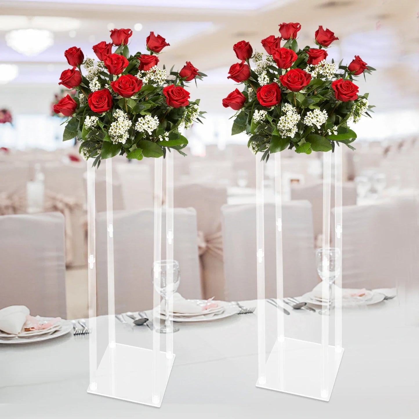 Clear Acrylic Flower Stand Geometric Centerpiece For Weddings