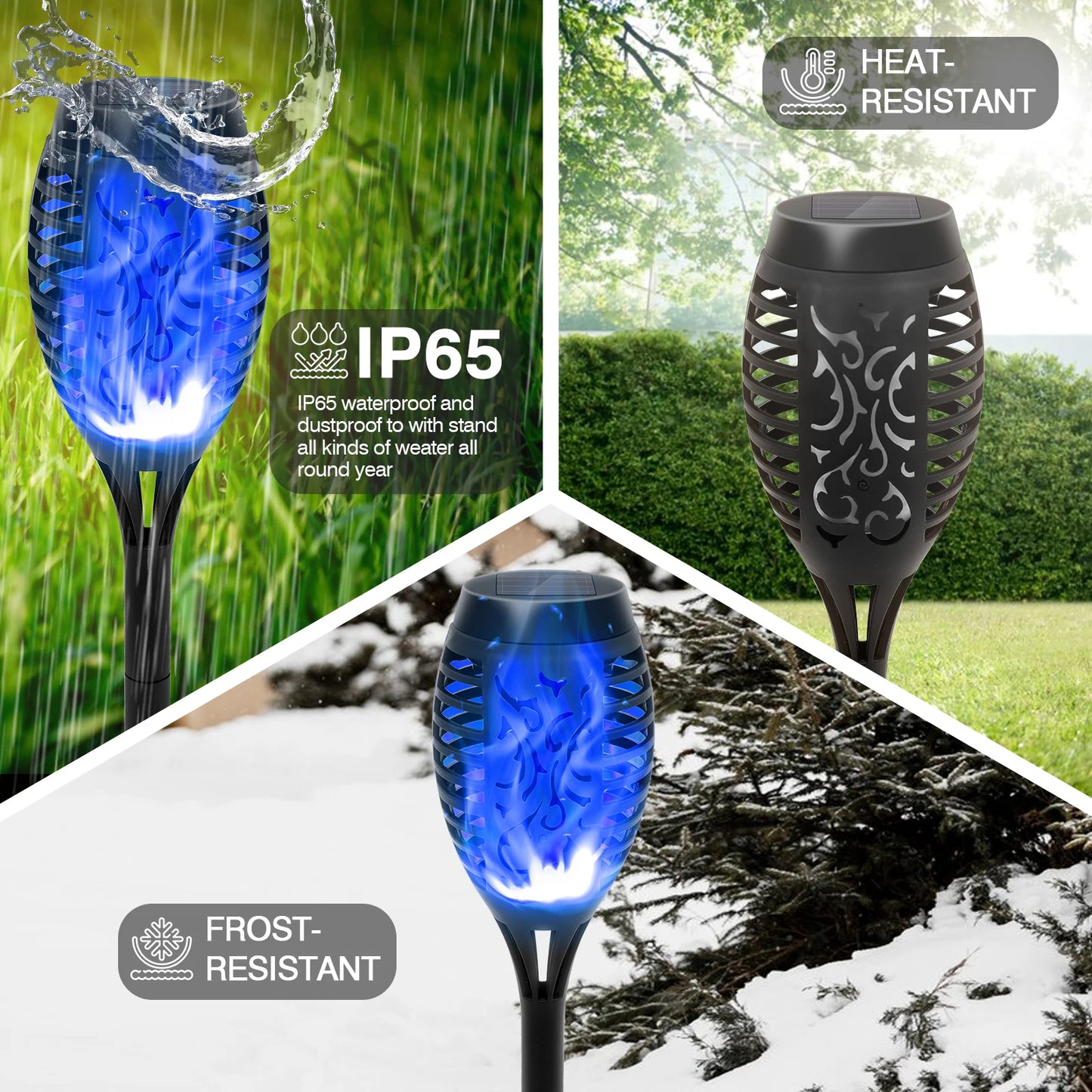 8 Pack Solar Torch Lights Flickering Flame Outdoor Waterproof Garden Decor