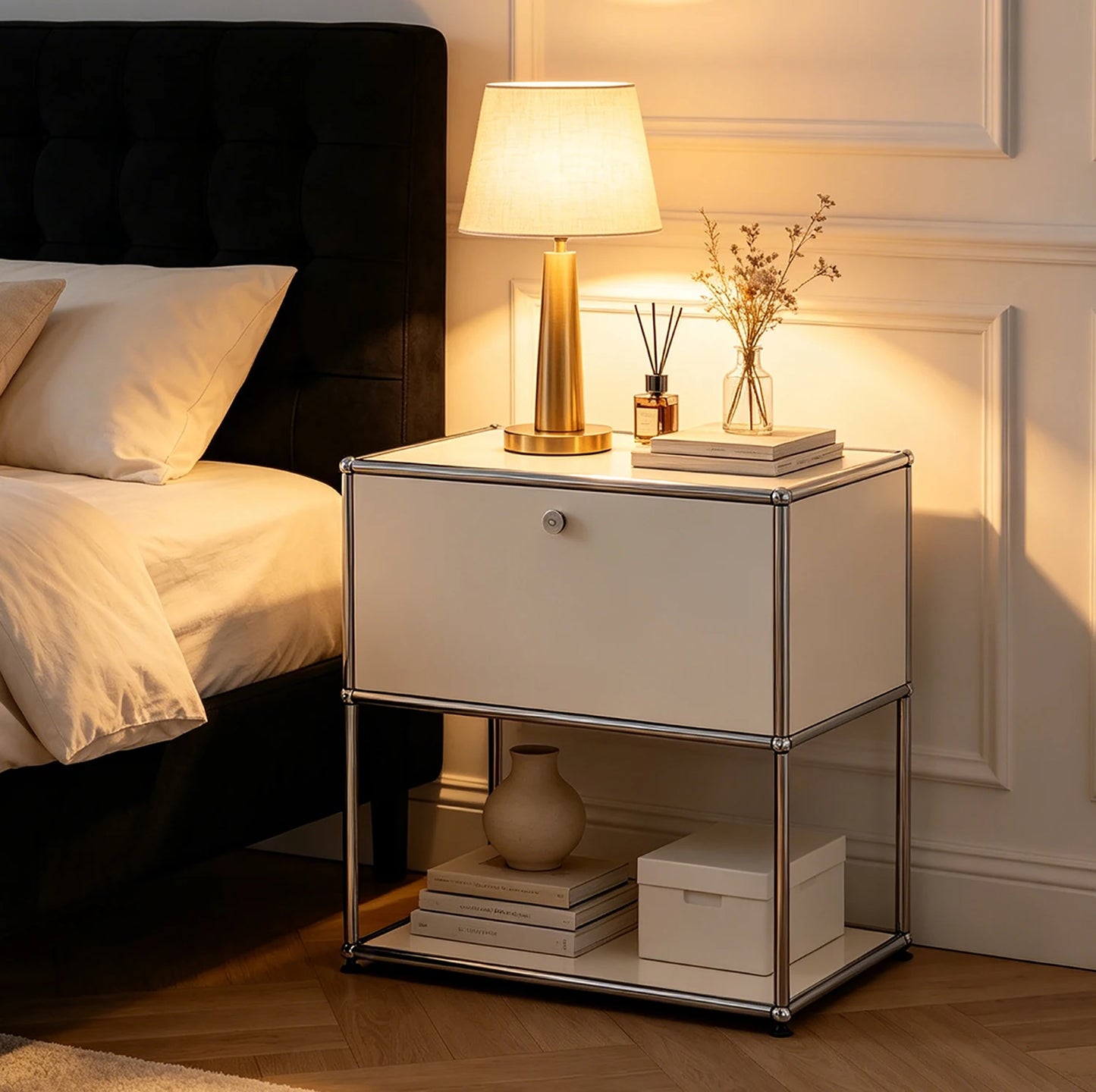 Furgle Modern Modular Nightstand Metal Frame Two Tier