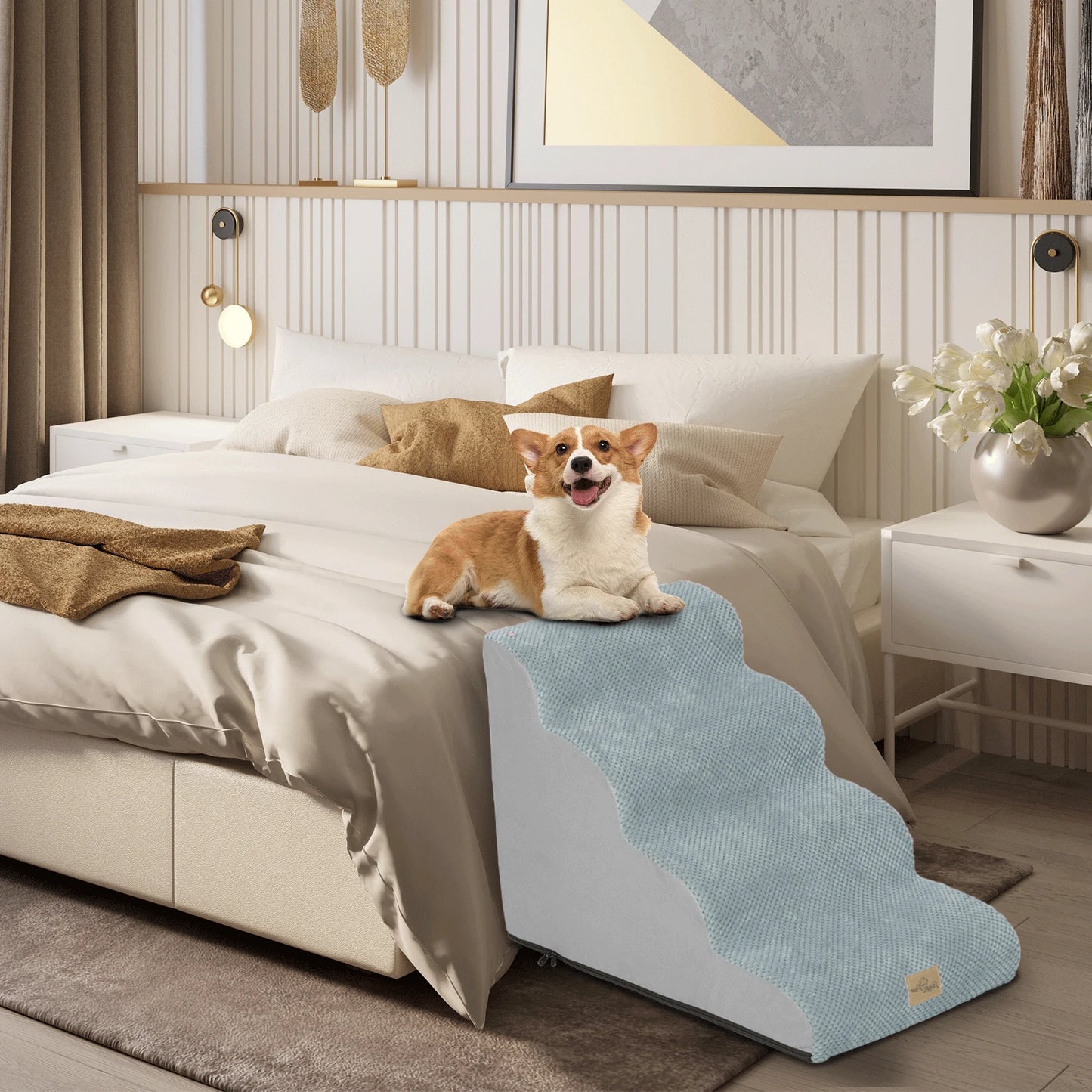 Pet Training Stairs With Removable Cover For Beds And Sofas
