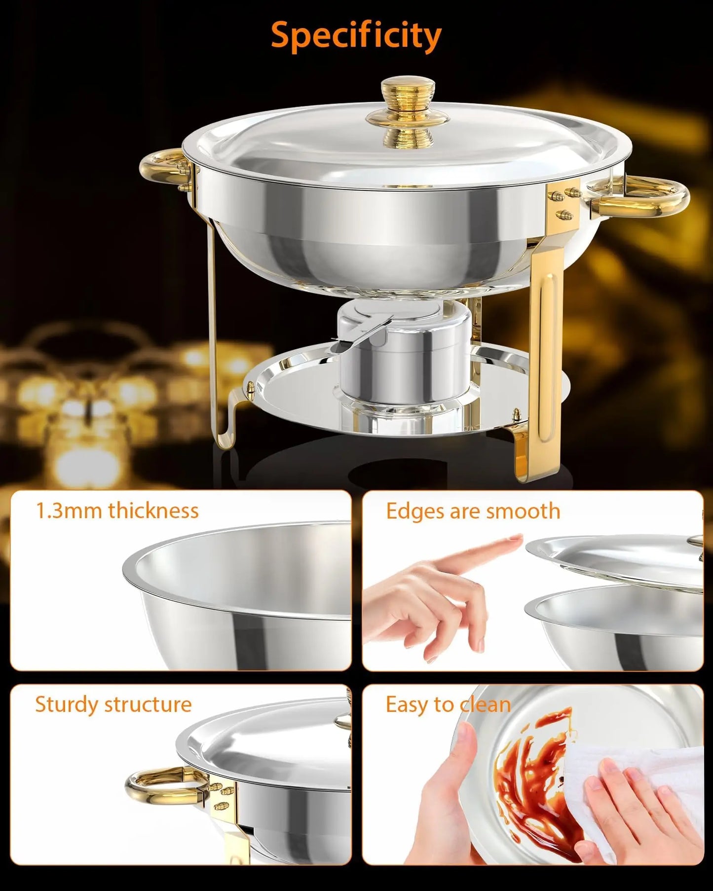 HiMISS Chafing Dishes Buffet Set Stainless Steel With Glass Lid