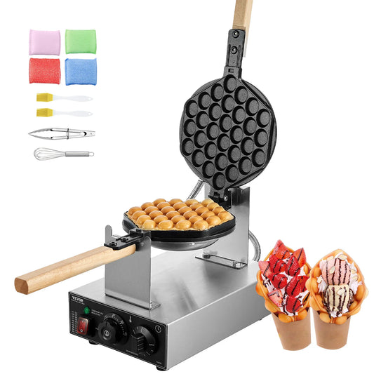 SucceBuy Commercial Egg Bubble Waffle Maker 1400W Stainless Steel