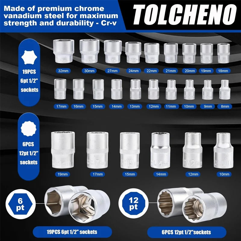 172 Pcs Multi Function Car Socket Ratchet Wrench Tool Kit