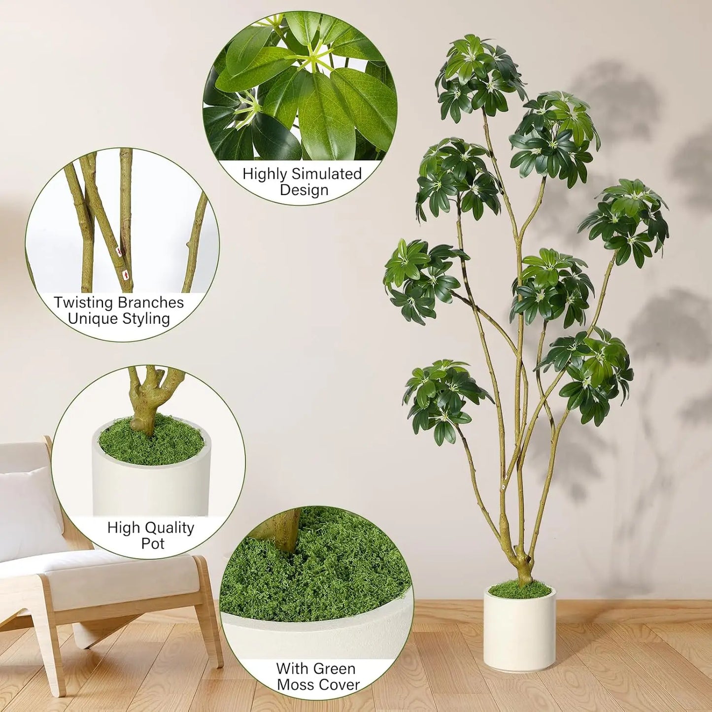 HiMISS Faux Plant In Decorative Planter With Multi Trunk Design
