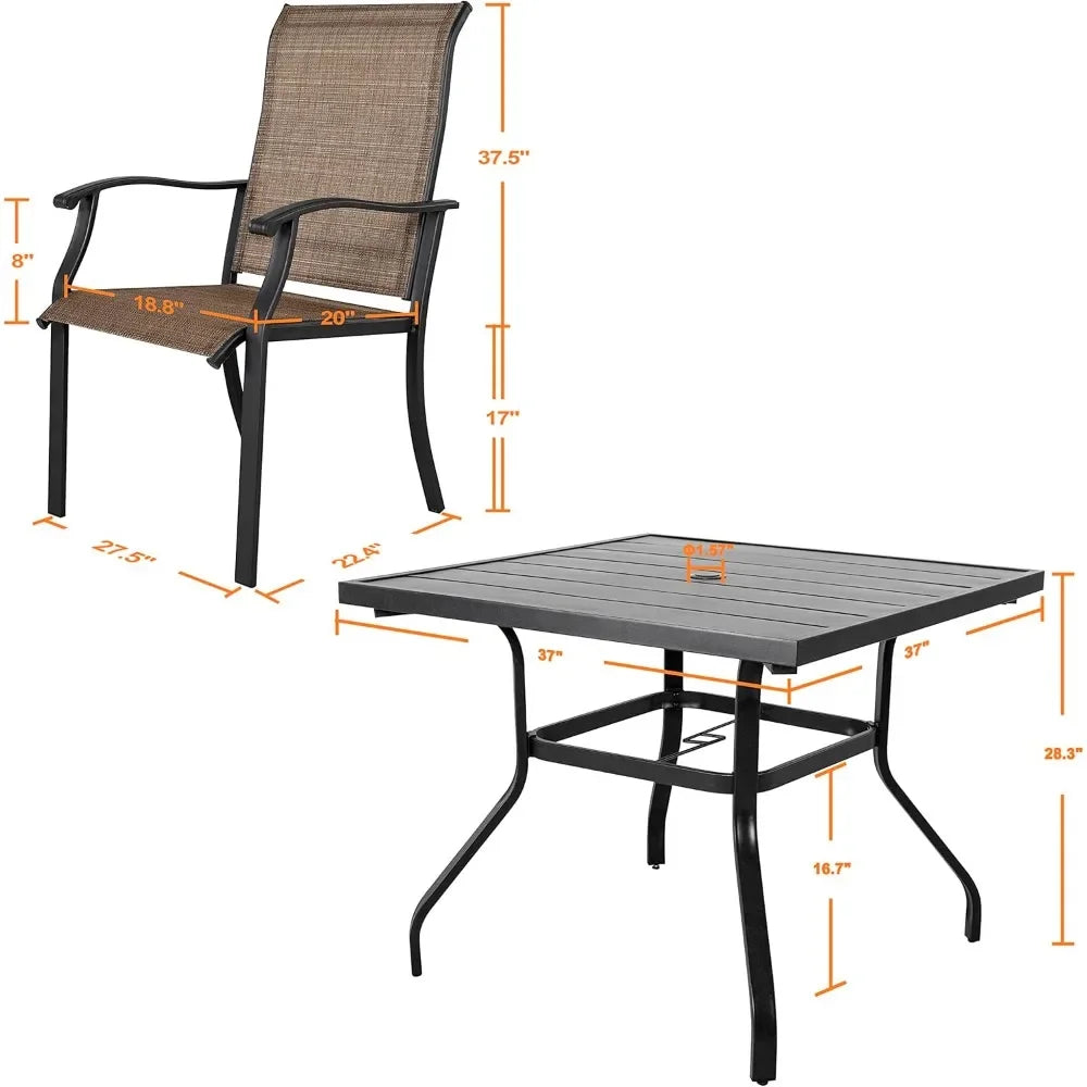 5Piece Patio Dining Set With Umbrella Hole Table And Chairs