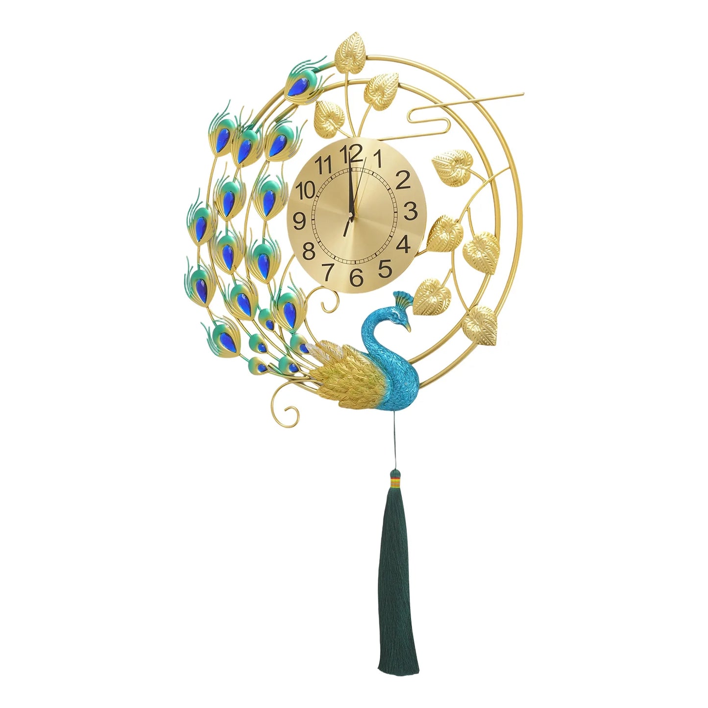 Peacock Metal Wall Clock Silent Quartz Wall Mounted Art Clock
