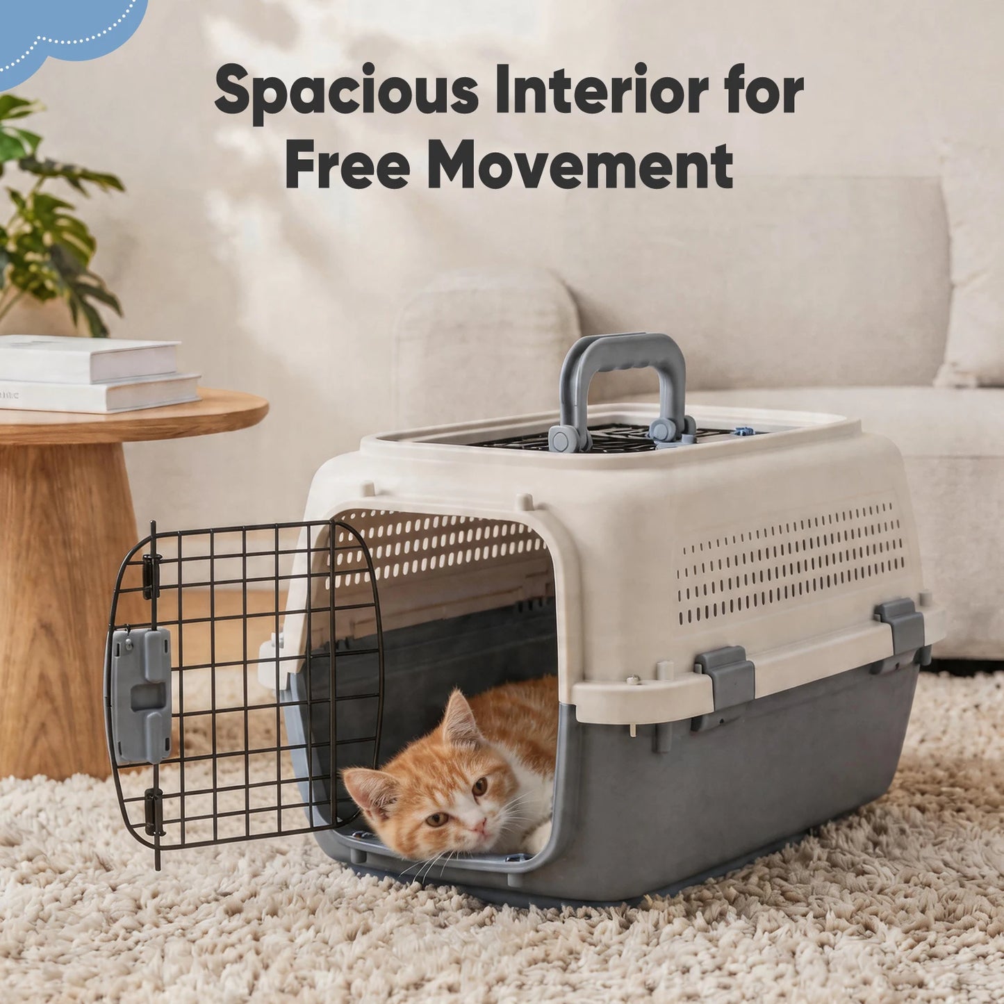 Pet Carrier For Small Dogs And Cats Front Top Load Wire Door Food Bowl
