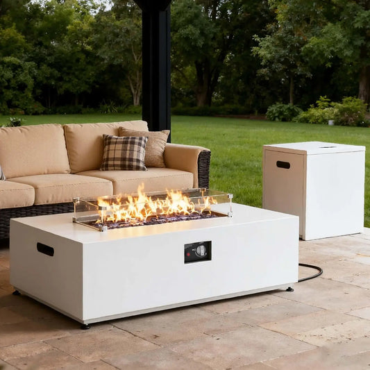 Propane Fire Pit Table Set With Tank Holder Wind Guard